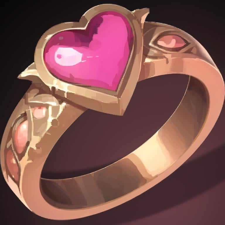 <lora:FantasyIcons_Rings:0.8>, simple background, pink heart jewel, ring,  