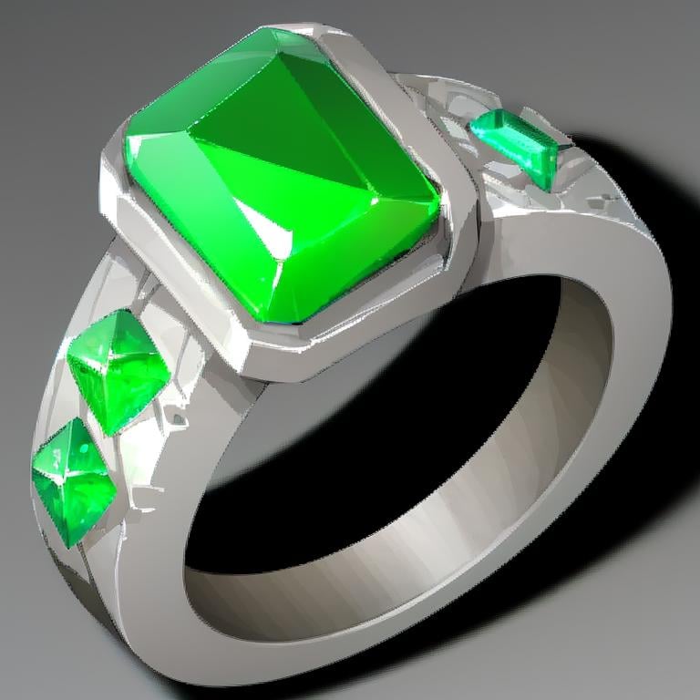 <lora:FantasyIcons_Rings:0.8>, simple background, green gemstone, ring,  