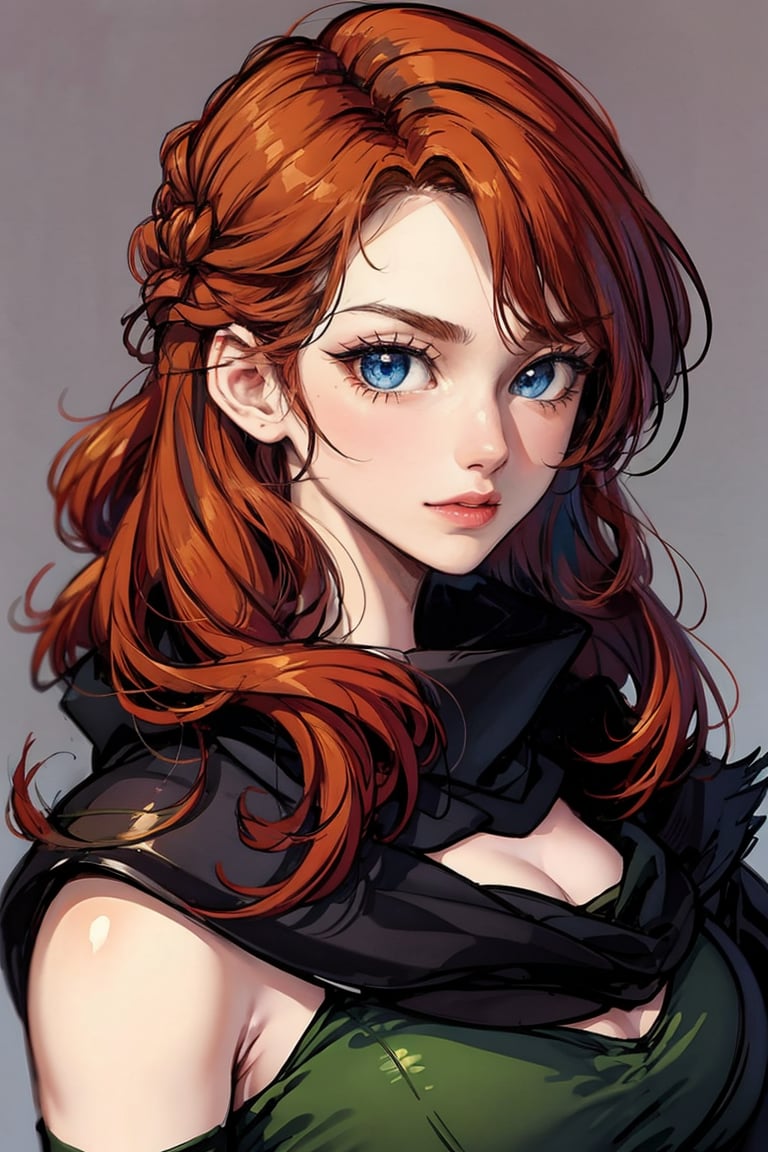 young girl, red hair,  blue eyes,  arcana , Windranger anime style,<lora:EMS-78686-EMS:0.400000>,<lora:EMS-78673-EMS:0.600000>,<lora:EMS-96863-EMS:0.800000>