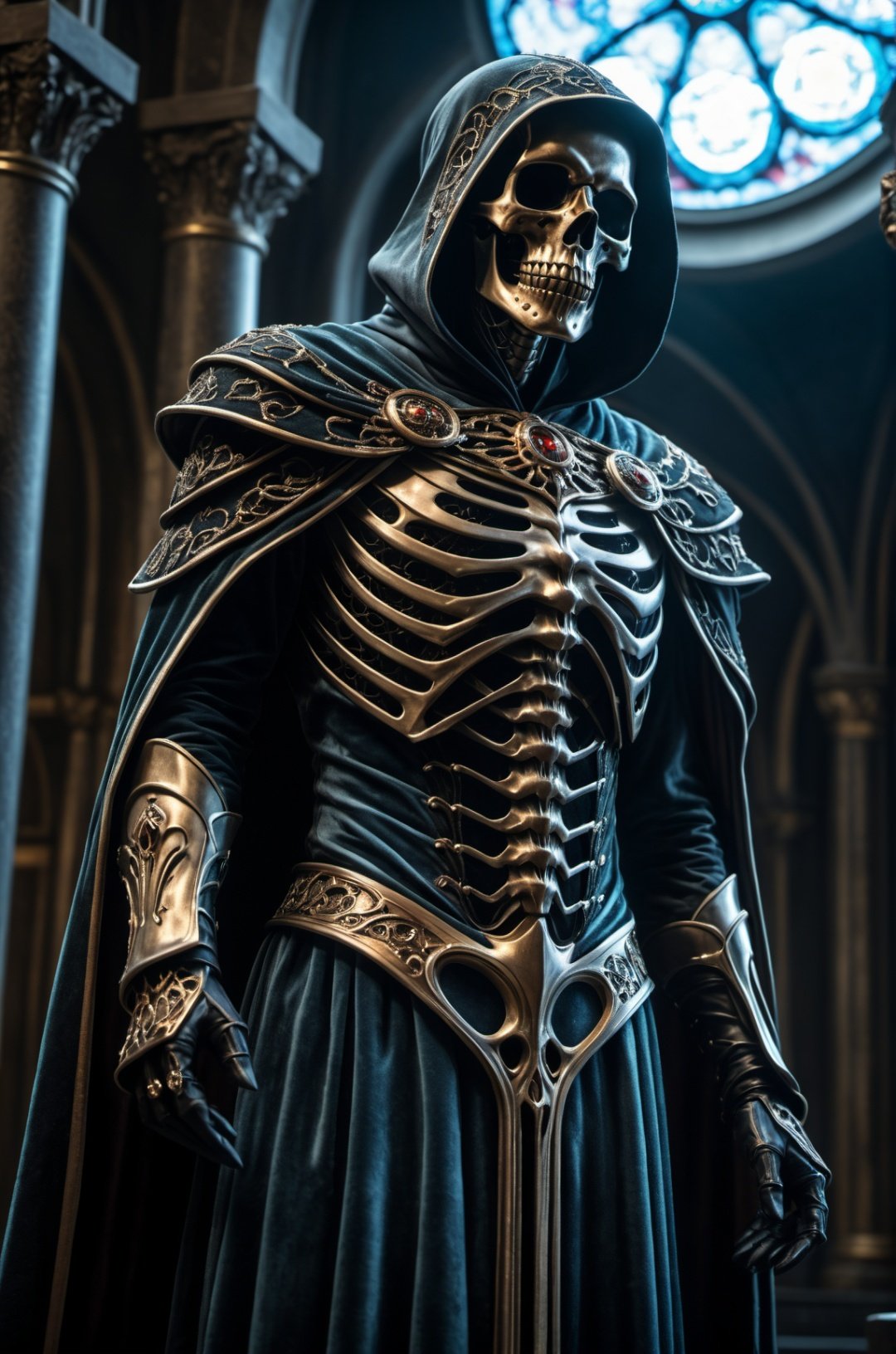 lich ,Full-length photo,  Surrealism, from below, Nikon, Surrealism, backlighting, backlighting, cinematic lighting, 8k, super detail, high quality, high details, UHD, award winning, textured skin, anatomically correct, UHD, retina, masterpiece, ccurate, anatomically correct, textured skin, super detail, award winning, best quality, high quality, high details, highres, 16k