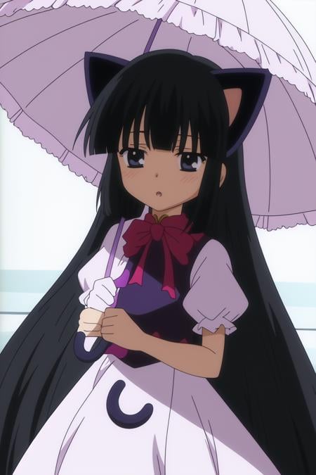 <lora:KodomoNoJikan_kagami kuro:0.7> kagami kuro, kuroneko dress, violet umbrella, 8k, masterpiece, absurdres, anime,