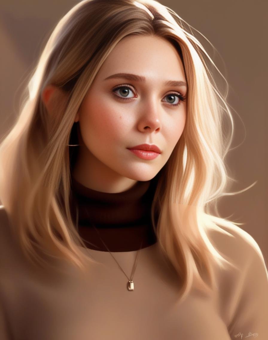 ElizabethOlsen,<lora:ElizabethOlsenSDXL:1>young Disney socialite wearing a beige miniskirt, dark brown turtleneck sweater, small neckless, cute-fine-face, anime. illustration, realistic shaded perfect face, brown hair, grey eyes, fine details, realistic shaded lighting by ilya kuvshinov giuseppe dangelico pino and michael garmash and rob rey, iamag premiere, wlop matte print, 4k resolution, a masterpiece