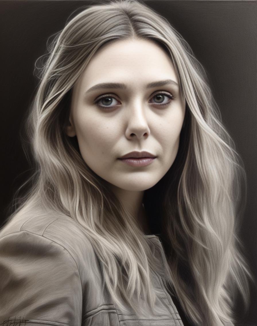 ElizabethOlsen,<lora:ElizabethOlsenSDXL:1>charcoal drawing of a girl by timothy, in the style of hyper-realistic sci-fi, detailed perfection, hyper-realistic details, realistic human figures, heavy use of palette knives, hyper-realistic pop, frayed