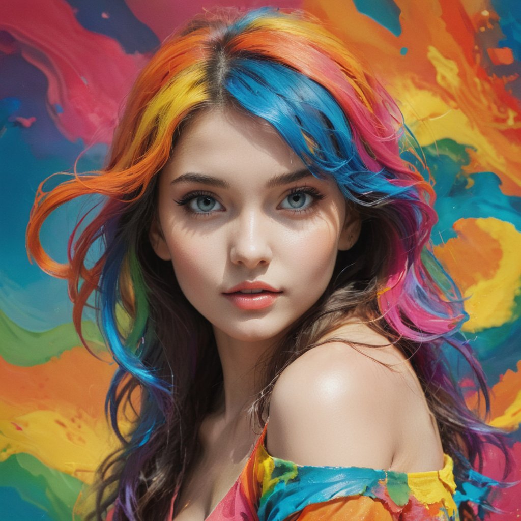 colorful, colorchaos, colorart, 1girl