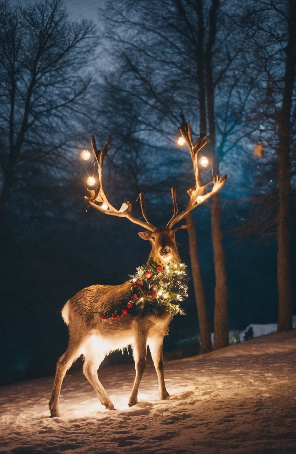 Instagram Image, Decorated tree, Atmospheric, Night, Realistic, Gifts, lights, Cinematic, Real Life, Reindeer
Animal, Santa Clause, Still Film Shot