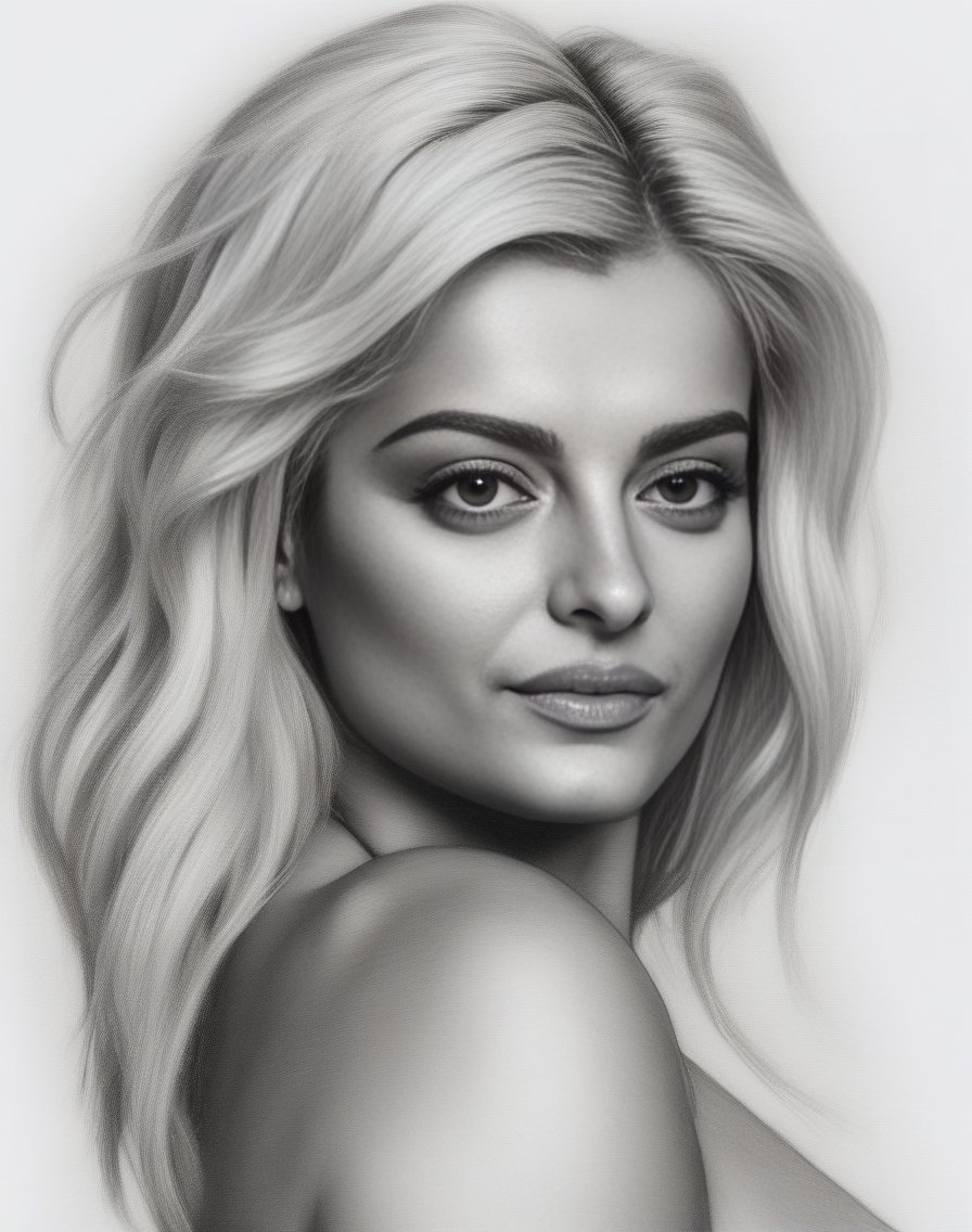 BebeRexha,<lora:BebeRexhaSDXL:1>stunning sketch portrait by Michelangelo, charcoal drawing, face only, an absolutely gorgeous woman, side view, ultra-detailed, hint of a smile, no coloring, no color