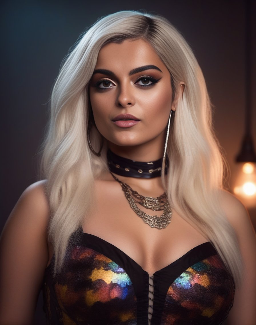 BebeRexha, (art by Ary Scheffer:0.9) , photograph, low angle shot of a Bewitching thick Girl, wearing Prince costume, Summer, Tinycore, waning light, film grain, dslr, Zoom lens, <lora:BebeRexhaSDXL:1>