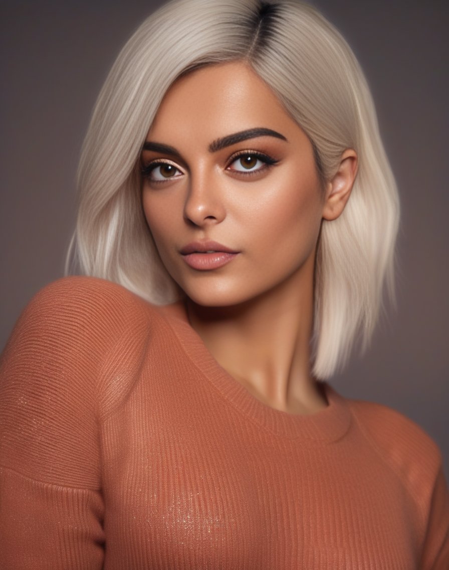 BebeRexha,<lora:BebeRexhaSDXL:1>,masterpiece,beautiful,extremely detailed,(ultra high res),(8k UHD best quality), (realistic, photo-realistic:1.37), depth_of,field, blurry_background, photo_inset,Dramatic lighting,reference_inset,photo_background,brown_eyes,photorealistic,looking_at_viewer,1girl,shiny skin,detailed skin,(((sweater)))