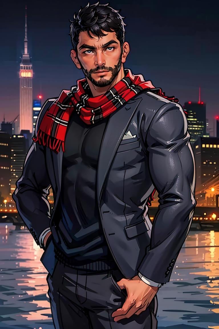 (masterpiece,  best quality:1.2),  man,  smirk,  (depth of field:1.1),  ,  photo of person,  jacket,  scarf , sweater,  pants,  (((medium shot))),  at the city,  night,  masterpiece,  highness,  perfect face,  perfect picture,  detailed eyes,  sharp focus,  muscular, High detailed view,<lora:EMS-89264-EMS:1.000000>