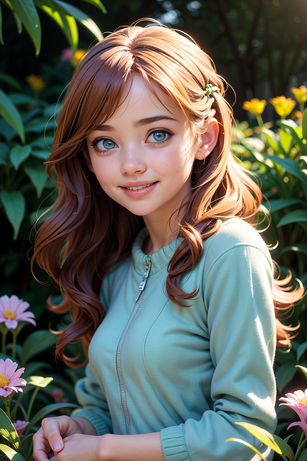 (best quality, 4k, 8k, highres, masterpiece:1.2), ultra-detailed, (realistic, photorealistic, photo-realistic:1.37), beautiful detailed eyes, beautiful detailed lips, extremely detailed eyes and face, longeyelashes, little girl, cute girl, cute smile, outdoor, illustration, pastel colors, soft lighting, happy expression, green garden, flowers, grass,  sunshine,<lora:EMS-209910-EMS:0.800000>