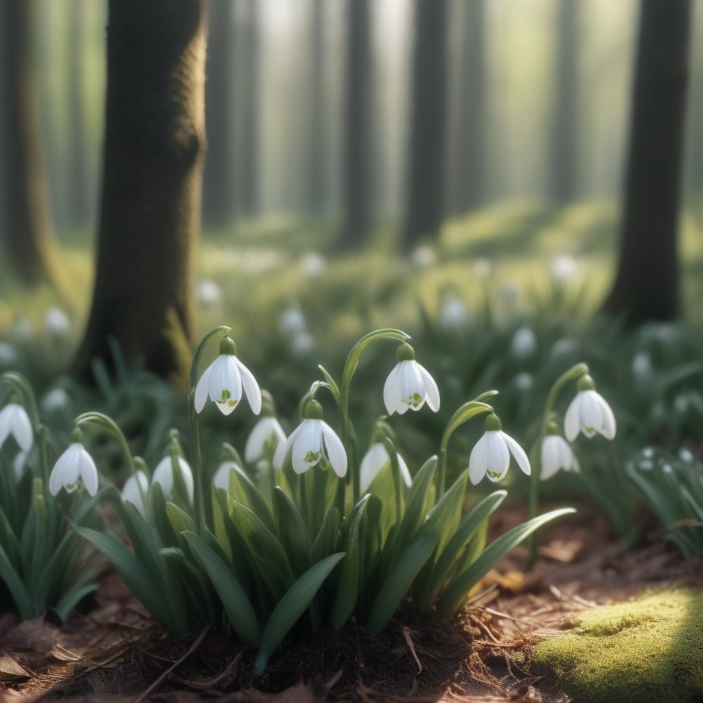 spring, forest, snowdrops, hyperrealism, high resolution photography, professional photo, botanical, realistic, detail, digital photo quality, high detail, ultra hd, realistic, vivid colors, highly detailed, UHD drawing, pen and ink, perfect composition, beautiful detailed intricate insanely detailed octane render trending on artstation, 8k artistic photography, photorealistic concept art, soft natural volumetric cinematic perfect light