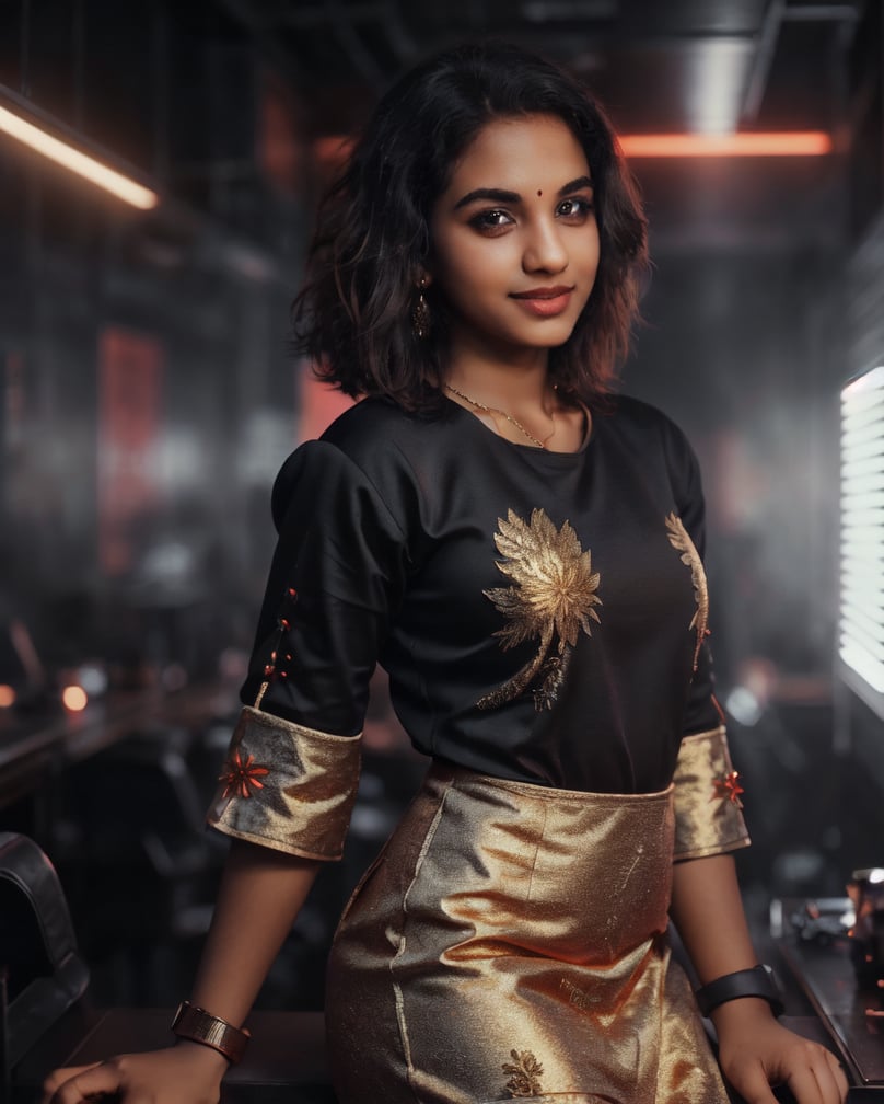 photo of extremely sexy, 25yo mallu girl, woman as a sexy student, modelshoot style, (extremely detailed CG unity 8k wallpaper), photo of the most beautiful artwork in the world,  trending on CGSociety, Intricate, High Detail, Sharp focus, dramatic, photorealistic painting art by midjourney and greg rutkowski, (looking at viewer:1), (detailed pupils:1.3),  smiling, bob haircut,  red dress
.Realism, gray background,20 year old girl,CyberpunkWorld,GdClth