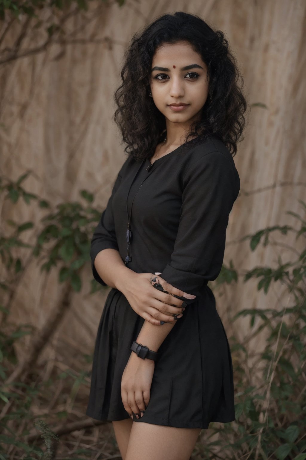 (Mallu curly hair girl:1.1),  dslr,portrait,festival, tight dark pullover and miniskirt,colourful makeup, arrogant smirk, relaxed pose, covered,lwide angle shot, perfect body, small boobs, fully_clothed, full_body,   (full body erotic shot,  full entire body),  realistic,  perfectly  body,  bangs,  a beautiful woman,  beautiful eyes,  updo,  perfect anatomy,  very cute,  eyes,  (black eyes),   Centered image,  stylized,  bioluminescence,, 8k Resolution,  human hands,  wonder full,  elegant,  approaching perfection,  dynamic,  highly detailed,  character sheet,  concept art,  stunningly beautiful teenage girl,  detailed hairstyle, Detailedface,  perfecteyes,  highly realistic background, fate/stay background, perfecteyes,  perfecteyes,realhands,GiusyMeloni,Realistic,,Realism,Beautiful Indian girl ,20 year old girl