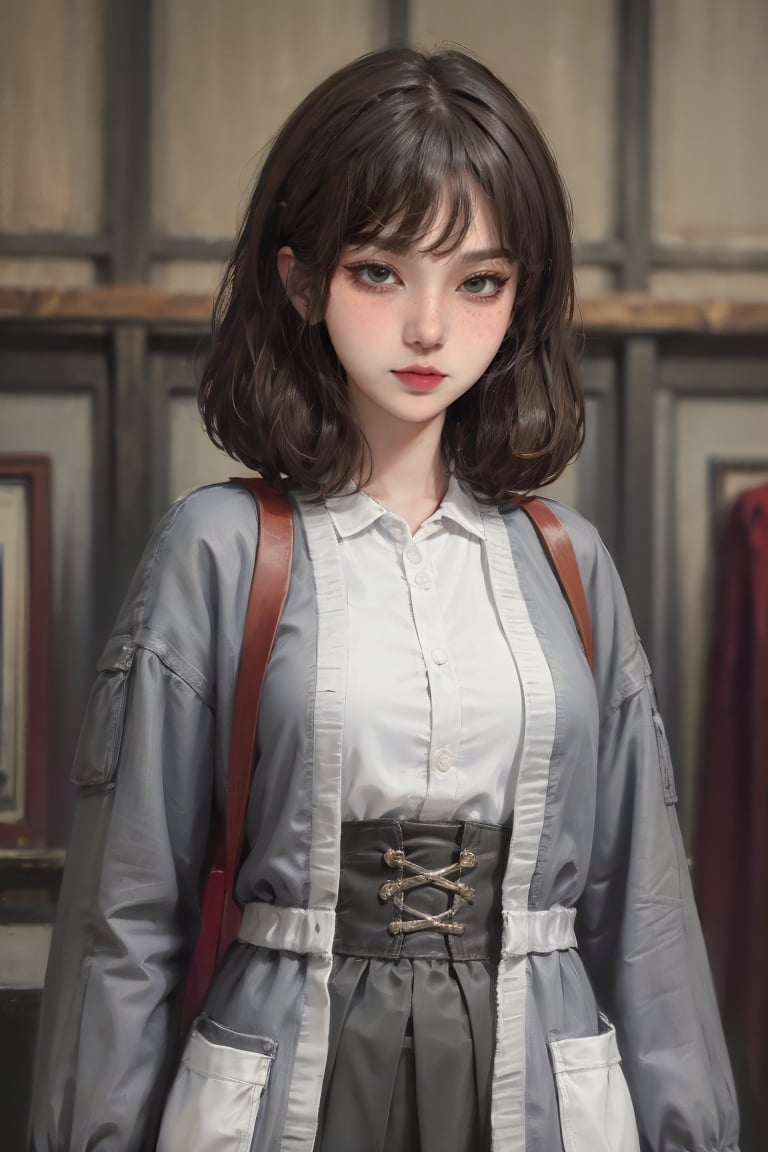 female, ((masterpiece, best quality, ultra detailed, absurdres):1.5), 1girl, bangs,beautiful,outside, long skirt,lolidress,vnaodai, upper_body,chung, white hair