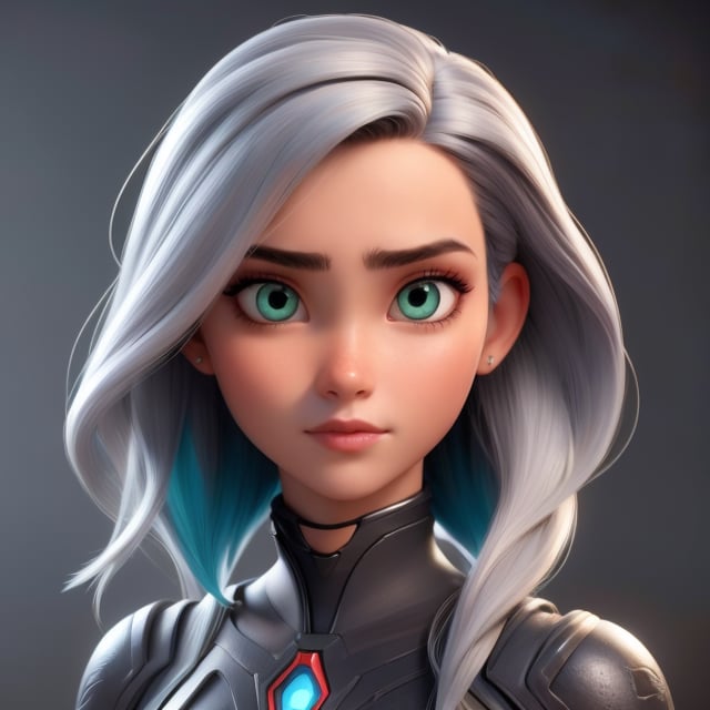 Best quality, Masterpiece, Ultra High Resolution, (photorealistic:1.4), RAW photo, Nintendo and Ps5 fusion, 1girl, 21 years old, silver hair, gray-green eyes, Detailed eyes and face, black suit, Dynamic lighting, In the dark, Deep shadow, discreet, Cowboy shot whole body,Extremely Realistic, realistic, real life,Nintendo