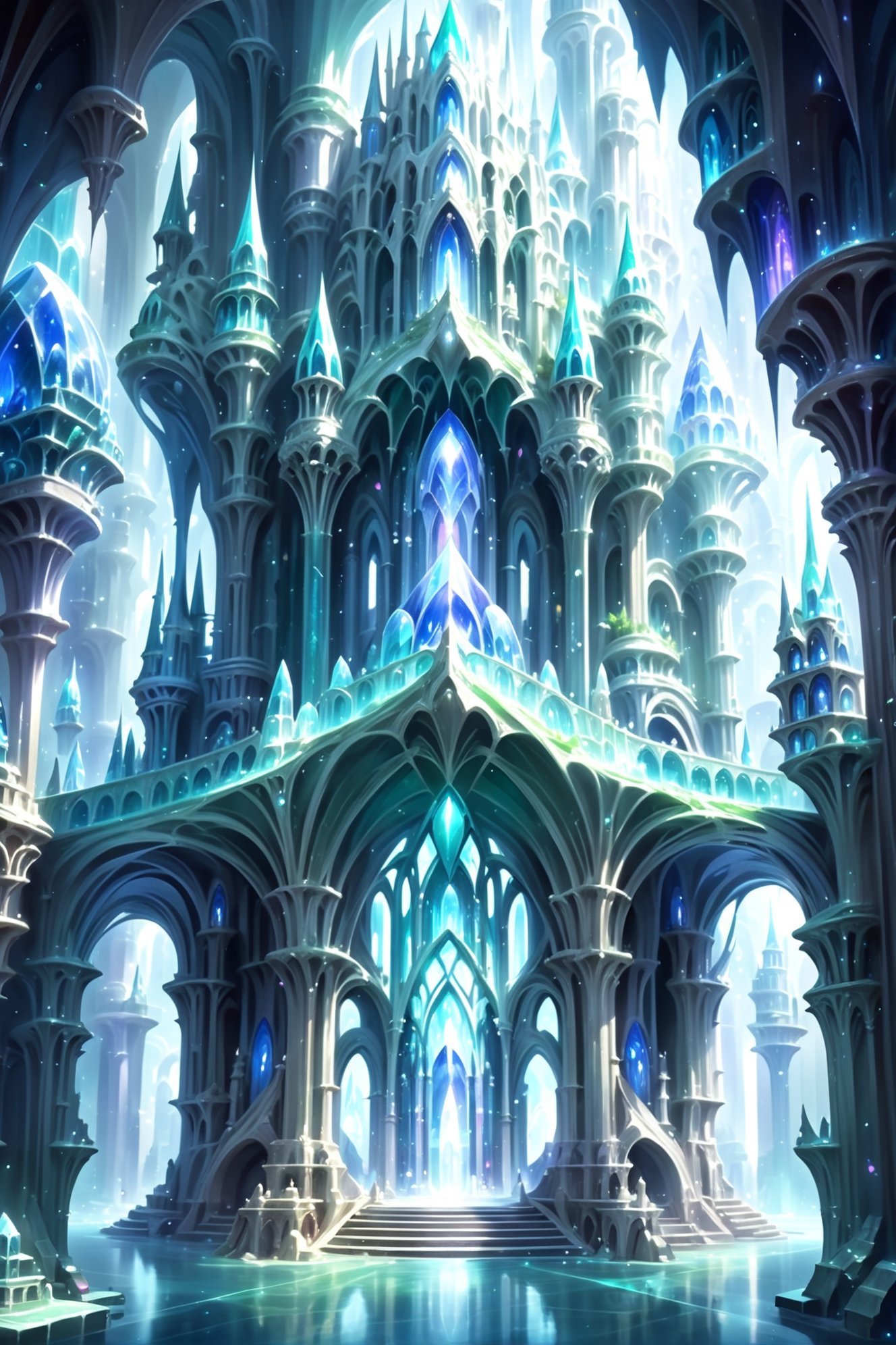 crystal shop in a wonderous,ghostly fantasy subterranean city beyond the beginning of the multiverse, masterpiece<lora:EnvyFlourishesXL01:1>