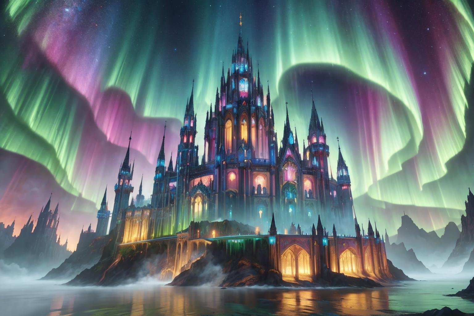 masterpiece, best quality, <lora:aurora-style-richy-v1:1> aurorastyle, fantasy, castle