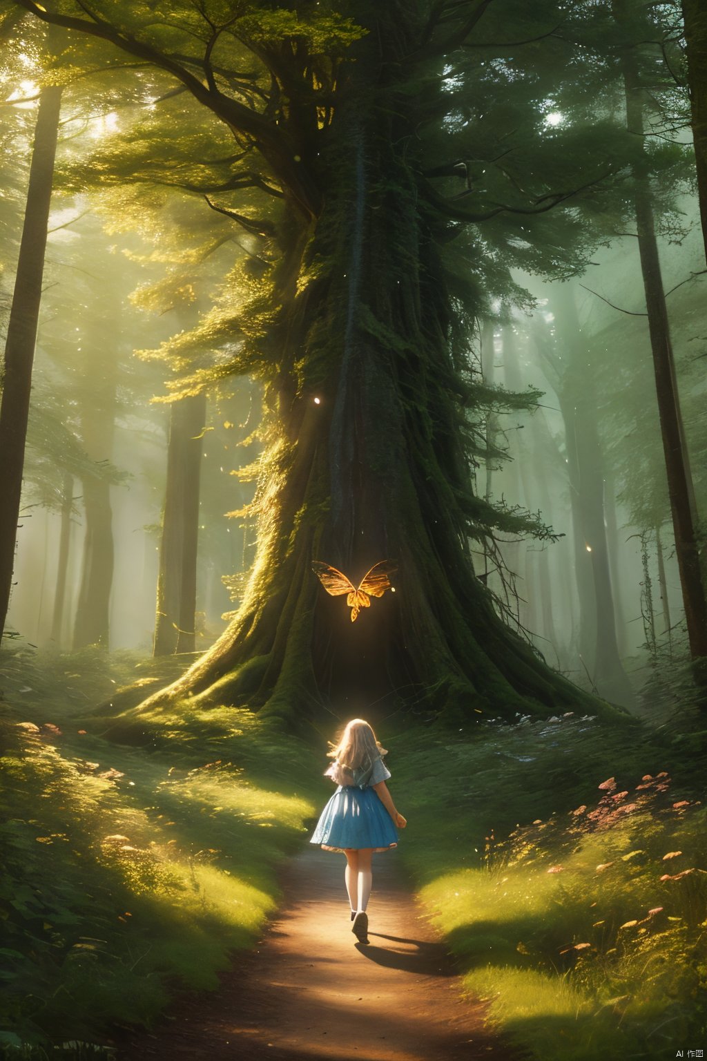  masterpiece, best quality, high quality,extremely detailed CG unity 8k wallpaper, An enchanting and dreamy scene of a fantasy forest, (with towering trees), glowing mushrooms, and hidden fairy glens, creating a sense of mystique and enchantment, BREAK, (1 cute girl, solo, chasing fireflies:1.5, full body), artstation, digital illustration, intricate, trending, pastel colors, oil paiting, award winning photography, Bokeh, Depth of Field, HDR, bloom, Chromatic Aberration ,Photorealistic,extremely detailed, trending on artstation, trending on CGsociety, Intricate, High Detail, dramatic