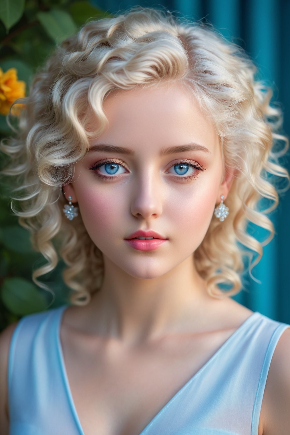 (best quality,4k,8k,highres,masterpiece:1.2),ultra-detailed,(realistic,photorealistic,photo-realistic:1.37),white curly hair,blue eyes,small nose and plump lips,girly 18 year old boy,girly outfit,soft and delicate facial features,smooth skin,pensive expression,faint blush on cheeks,fashionable accessories,beautifully styled hair,sparkling eyes,soft lighting,vibrant colors,modern art style,whimsical and dreamy atmosphere,artistic portrait,image resolution: 4096x4096

