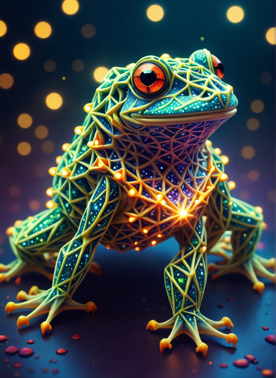 macro photo, a beautiful frog, glowing lights, beautiful magical sparkles, vibrant whimsical colors ,ral-pnrse