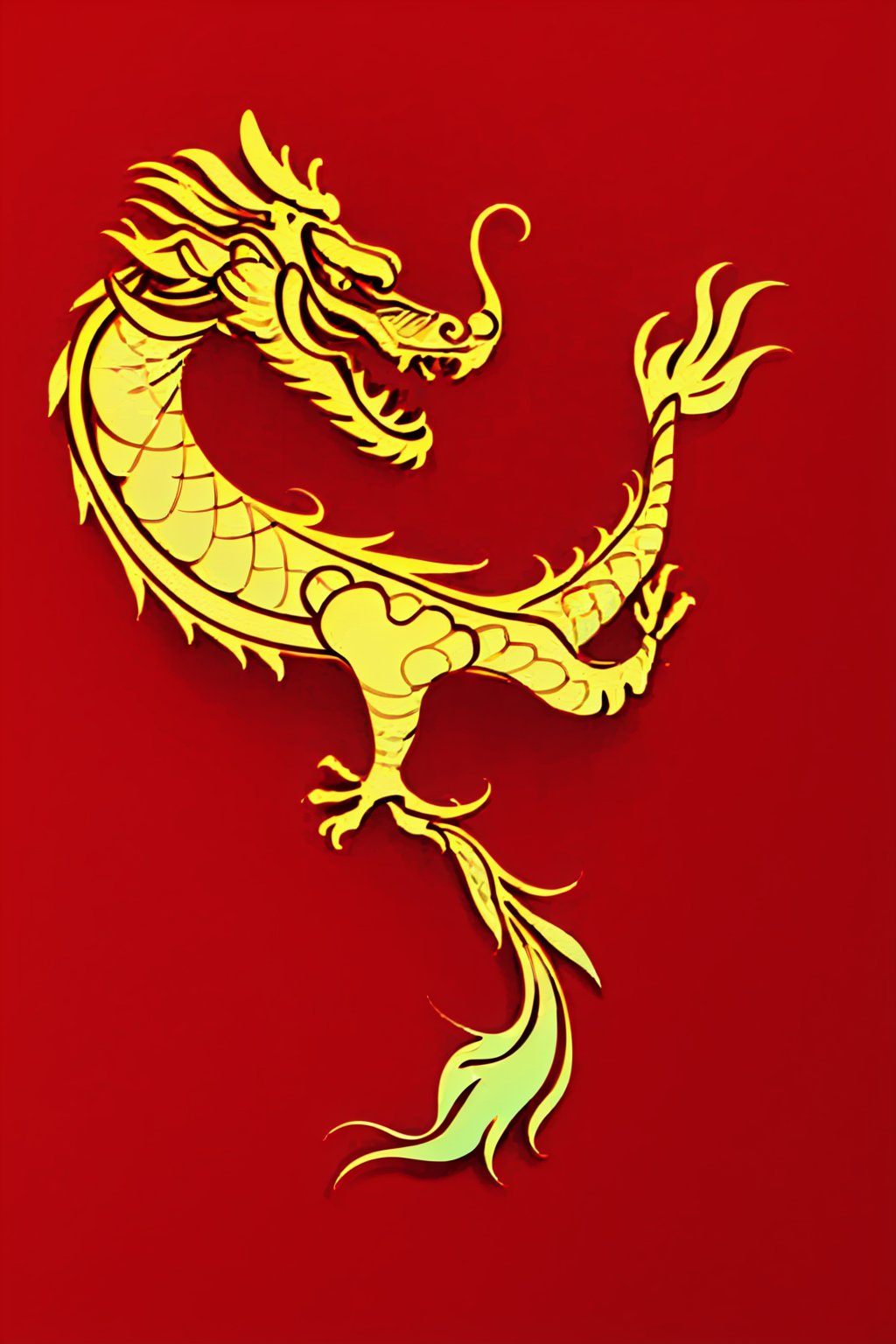 UHD resolution,absudres,masterpiece,art,golden dragon,red background,solo,majestic,Red dragon 