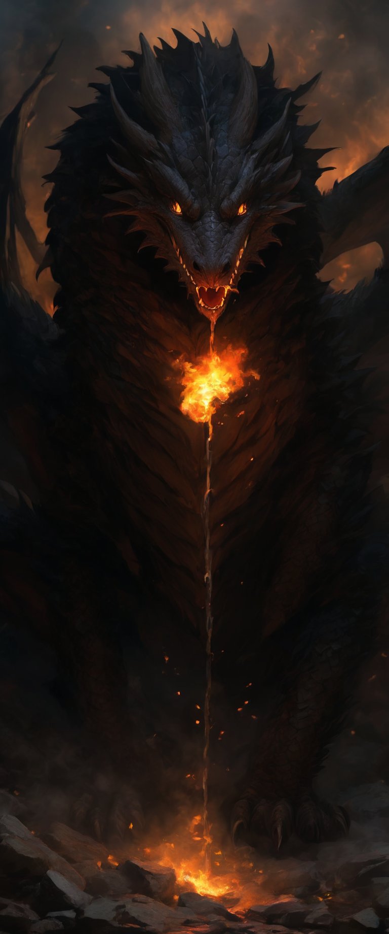 Deception of a medival  dragon slayer. dark, raw