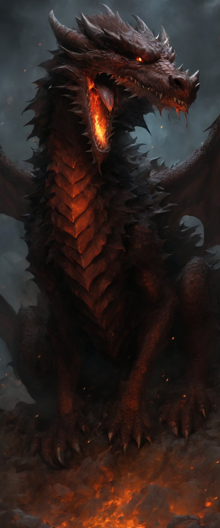 Deception of a medival  dragon slayer. dark, raw