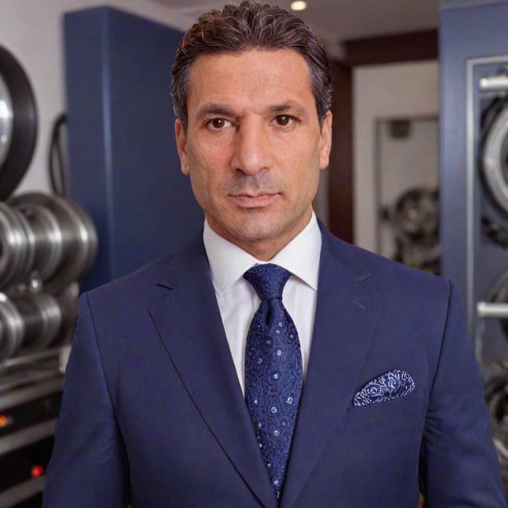 Brazilian man, 45 years old, businessman, owner of a plush machine establishment, wearing navy blue suit, tie, well dressed, photography, volumetric, ultra-detailed, intricate details, super detailed, ambient