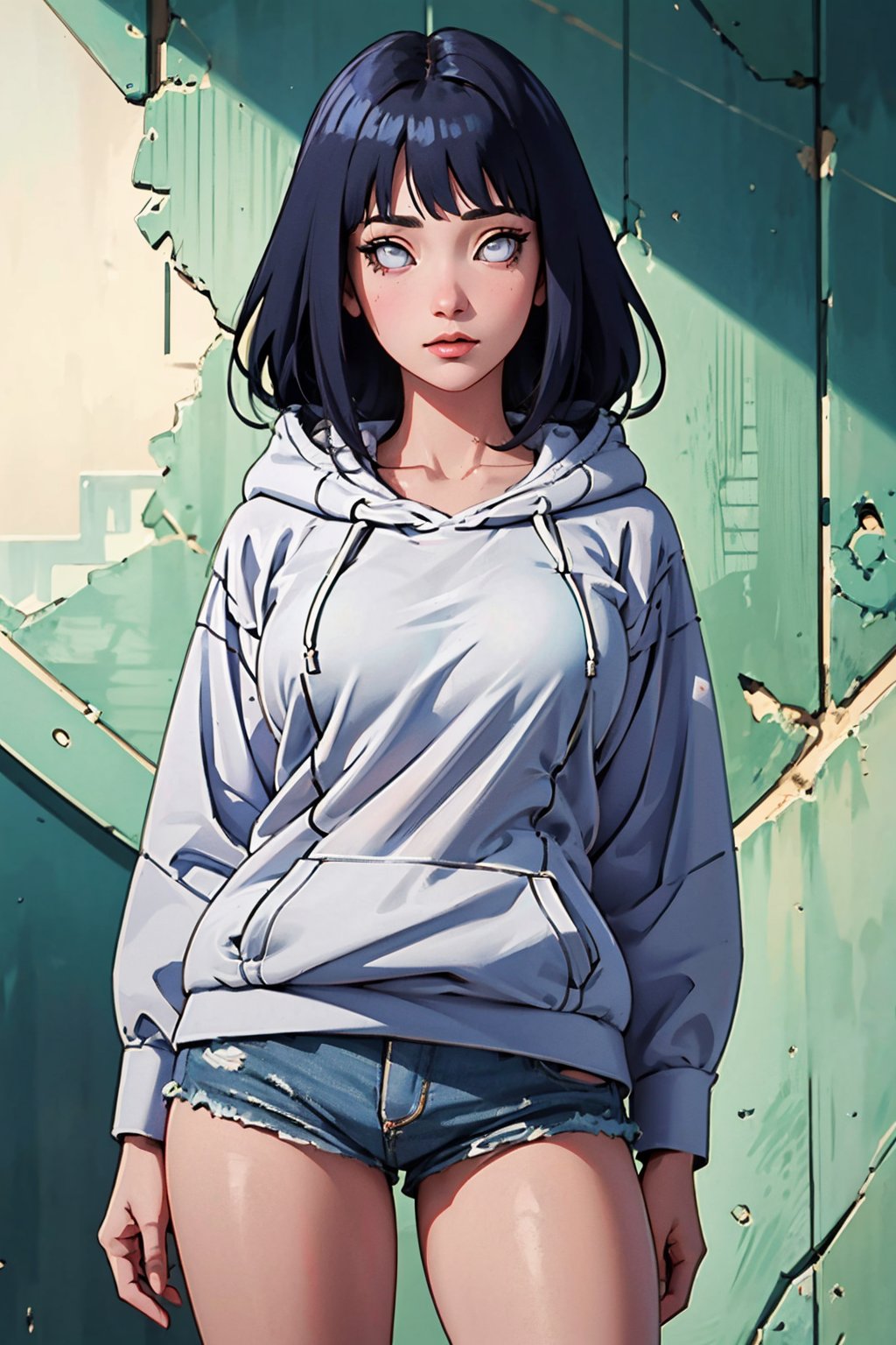 (Best quality,  Masterpiece,  detailed background:1.4),  1girl,  solo,  hinata,  looking_at_viewer,  hoodie,  bangs,  white eyes,  blank eyes,  long hair,  cowboy_shot,  sexy pose,<lora:EMS-278051-EMS:0.800000>