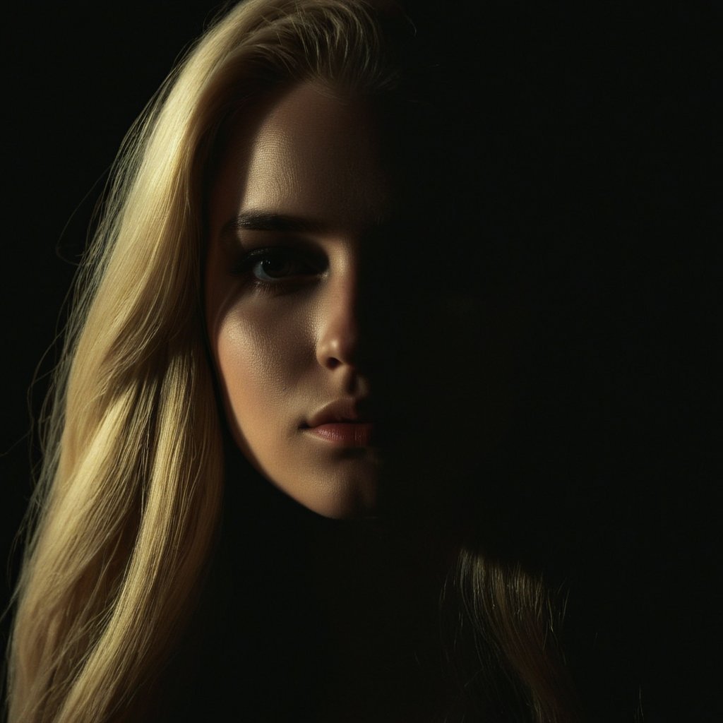 cinematic film still of  <lora:Low-key lighting Style:1>dim light, low light, dramatic light, partially covered in shadow, a woman with long blonde hair and a black background Low-key lighting Style,1girl,solo,long hair,looking at viewer,blonde hair,mole,lips,portrait,realistic, shallow depth of field, vignette, highly detailed, high budget, bokeh, cinemascope, moody, epic, gorgeous, film grain, grainy