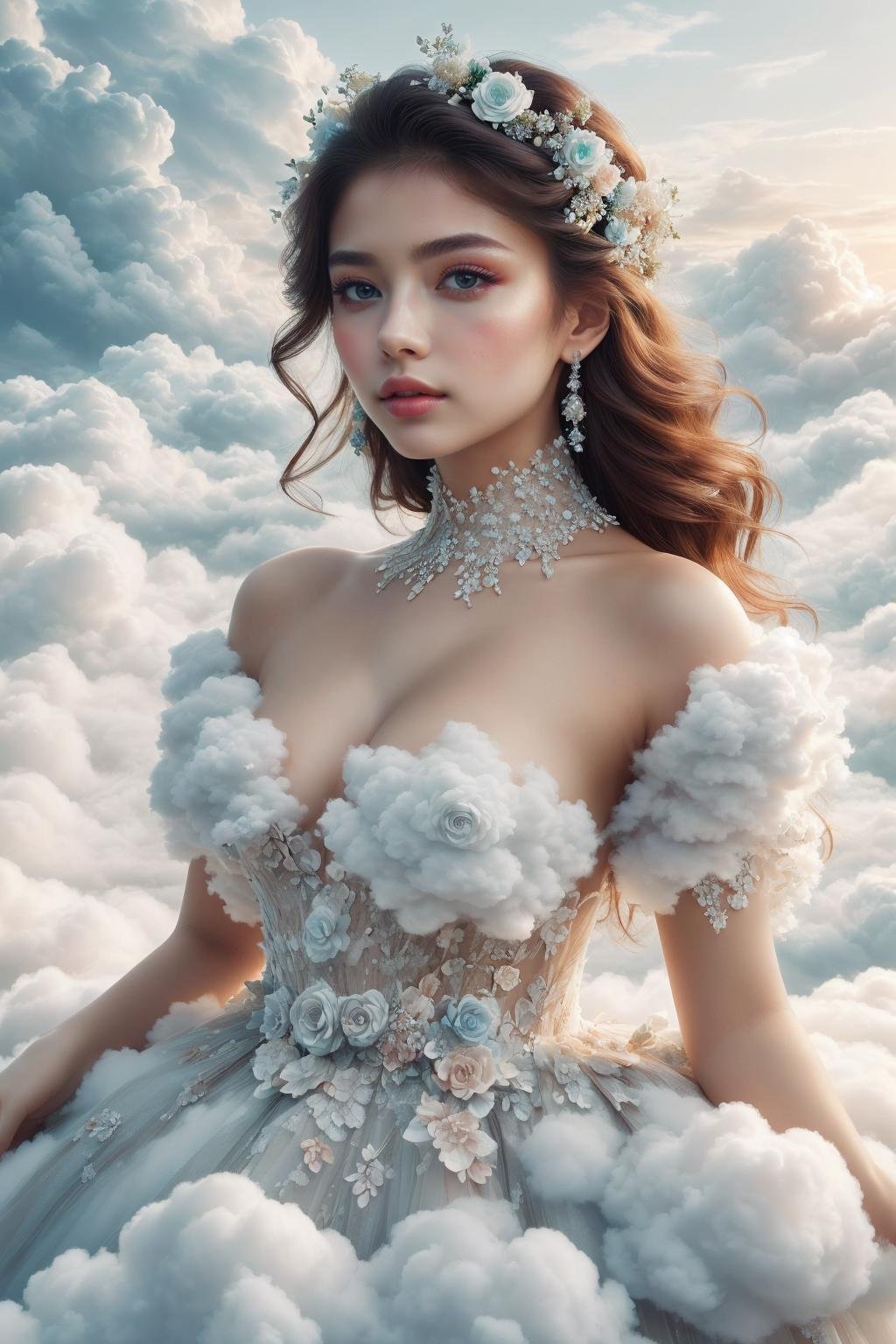 ((Masterpiece, best quality,edgQuality)), edgCloud, a woman wearing a dress made of clouds ,wearing edgCloud <lora:edgCloudDress:0.8>