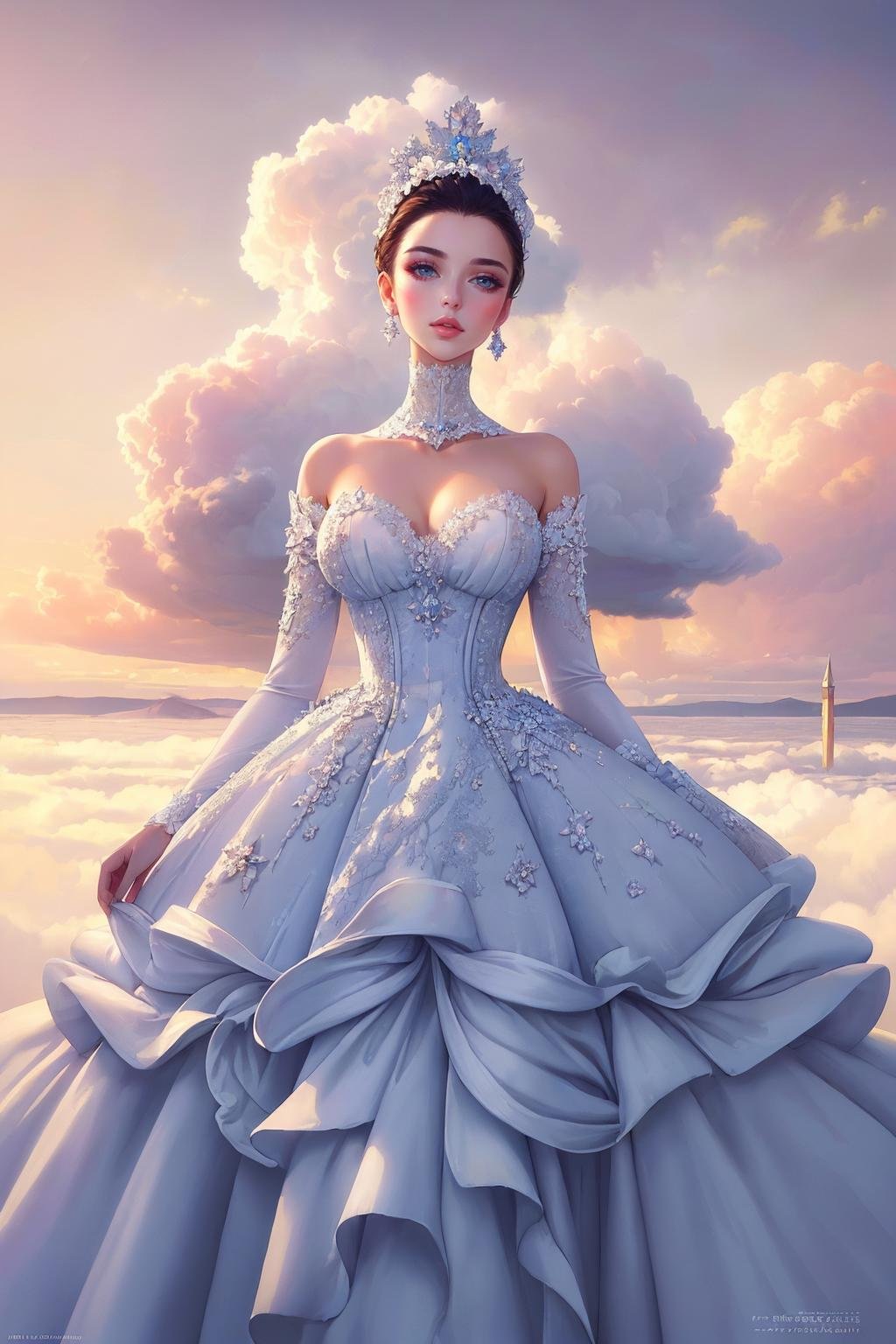 ((Masterpiece, best quality,edgQuality)), Haute_Couture,edgCloud, a woman wearing a Haute_Couture  edgHC_dress made of clouds <lora:edgLycorisCloud:0.85>