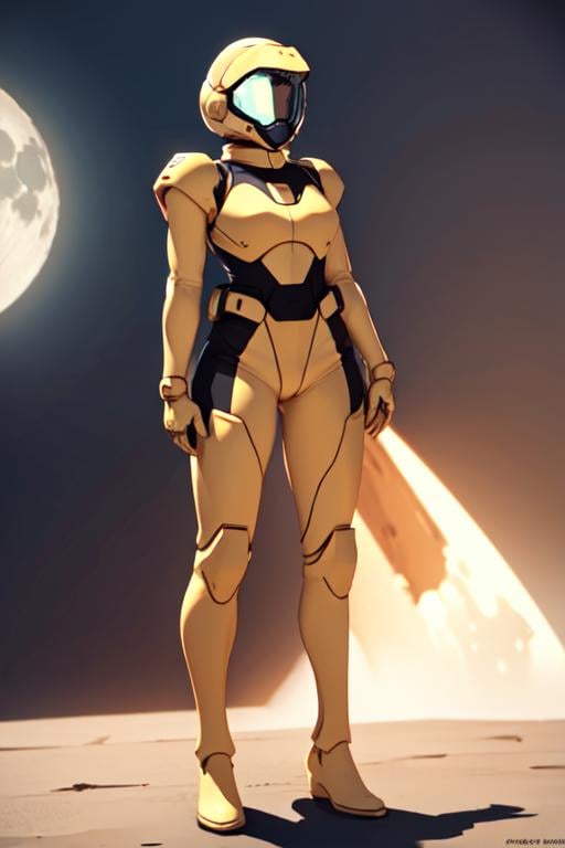 (full body, a woman standing the moon), beautiful eyes, beautiful girl, high detail skin, high detail eyes, high detail hair, highres, ultra detailed, sharpen picture, Highly detailed, masterpiece, best quality, photorealistic, <lora:empireuniformLoRA:0.8> gundampilotsuit, helmet  