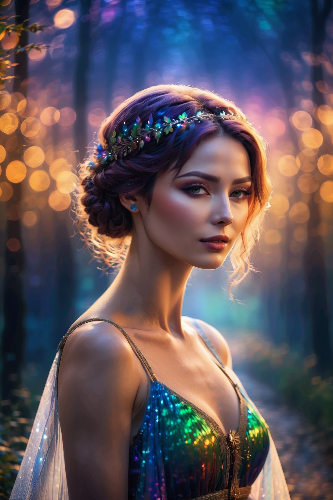 Masterpiece image of a beautiful goddess with straight layered short-medium length hair, (divine proportion), non-douche smile, aurora borealis, night scene, Glowing Whisper, Ethereal dance, Nocturnal Grace, Silent Luminescence, Midnight Flutter, Whispering Silent, Iridescent Encounter, Moonlit Shadow, by Skyrn99, full body, (((rule of thirds))), high quality, high detail, high resolution, (bokeh:2), backlight, long exposure:2,

