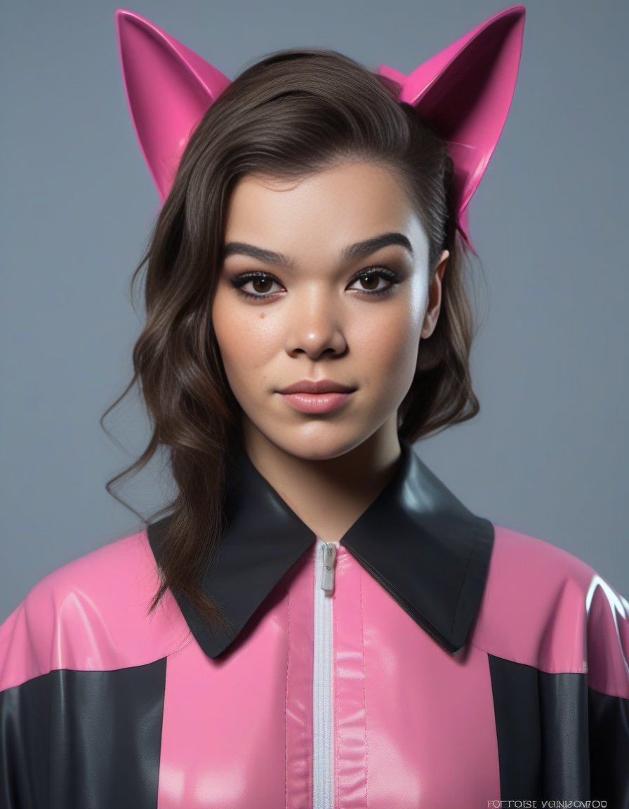 HaileeSteinfeld,<lora:HaileeSteinfeldSDXL:1>female, realistic photo, detailed face and hair in sci-fi cyberpunk city. Trending on Artstation HQ; establishing shotwayne johnson character designed by James Jean who looks like Mark Ryden low poly 3d render unreal engine 4k 8mm f2 horror film soft light painted takato yamamoto standing with elegant beautiful hyperrealistic"beautiful natural skin texture dramatic airbrushed shadows highlights black background "face scattering depth of field wolf mask neon gradient shadow specular reflection female portraitora rose as a dress made out from pink raincoat blonde high contrast golden ratio backlighting sunset nikon zbrush central clean symmetrical balance