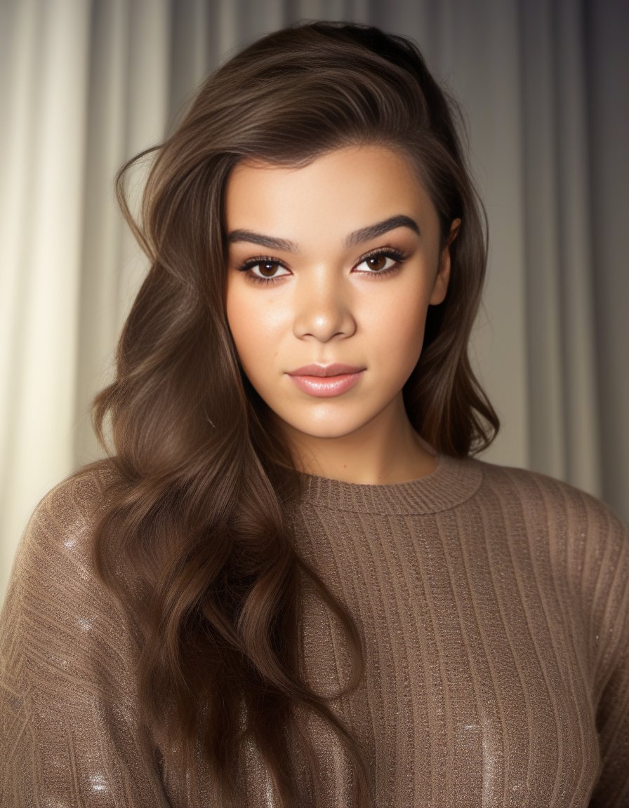 HaileeSteinfeld,<lora:HaileeSteinfeldSDXL:1>,masterpiece,beautiful,extremely detailed,(ultra high res),(8k UHD best quality), (realistic, photo-realistic:1.37), depth_of,field, blurry_background, photo_inset,Dramatic lighting,reference_inset,photo_background,brown_eyes,photorealistic,looking_at_viewer,1girl,shiny skin,detailed skin,(((sweater)))