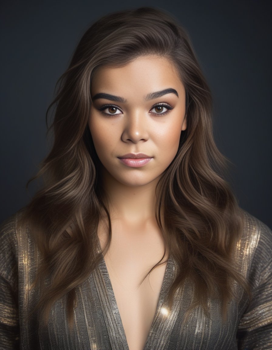 HaileeSteinfeld,<lora:HaileeSteinfeldSDXL:1>female, realistic photo, 8k. 16mm lens f/4 bokeh full body shot; high-res 4d natural light drawn by Studio Ghibli in the style of Annie Leibovitz and Terese nielsen with art direction from The American Psycho (\\'s"The Max Carabstract oil painting on wood grain very detailed faces beautiful face trending at ArtStation dramatic lighting Hq macro view headshot photograph closeup portrait black background "by Steve McCurry award winning pencil drawing hyperrealistic symmetrical eyes perfect symmetry golden ratio rule collection zen composition 85 mm photography cinematic post processing octane render unrealengine low