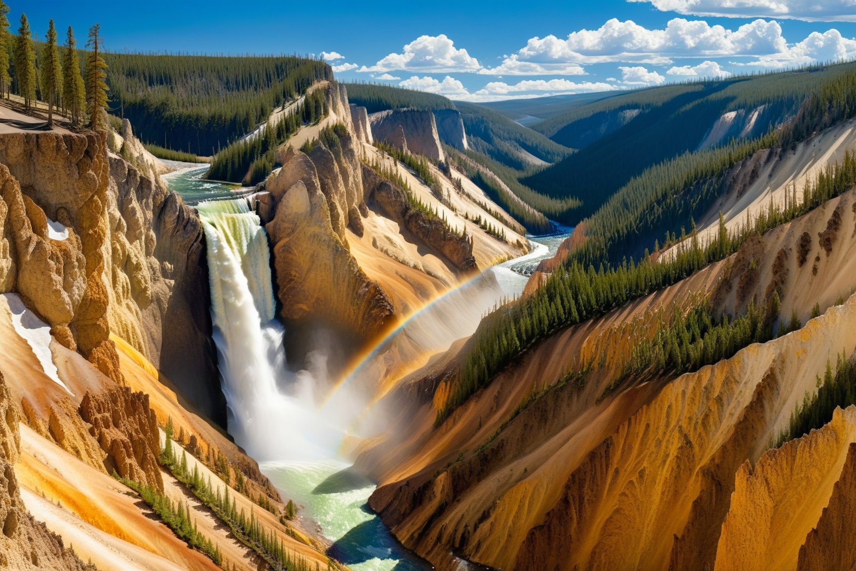 ((Hyper-Realistic)) detailed scene of Artist Point \(art1stp0int\) in Yellowstone,waterfall,tree,rock,forest, mountain,landscape,scenery,nature,water,day
BREAK 
aesthetic,rule of thirds,depth of perspective,perfect composition,studio photo,trending on artstation,cinematic lighting,(Hyper-realistic photography,masterpiece, photorealistic,ultra-detailed,intricate details,16K,sharp focus,high contrast,kodachrome 800,HDR:1.2),photo_b00ster,real_booster,ye11owst0ne,(art1stp0int:1.2),more detail XL