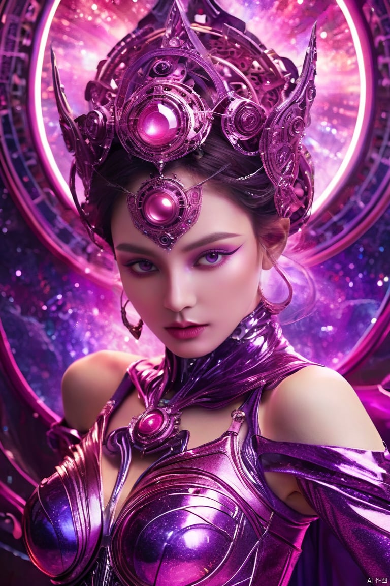  In the cosmic tapestry, a seductive allure unfolds as a sexy robotic enchantress emerges. Bathed in hues of sensuous pink and mysterious purple, she embodies the essence of temptation. Her metallic form, intricately designed, resonates with a captivating energy that transcends the boundaries of artificial beauty.

Eyes gleaming with a provocative spark, she beckons with an otherworldly charm, blending the cosmic enchantment with the enticing allure of her mechanical grace. Amidst the cosmic expanse, this ethereal entity blurs the lines between desire and the celestial, creating a scene where the cosmos and seduction converge in a mesmerizing dance.
