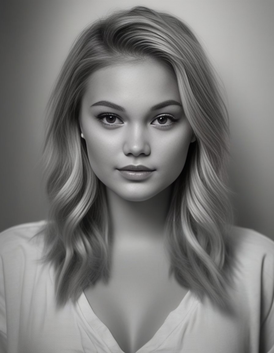 OliviaHolt,<lora:OliviaHoltSDXL:1>,Realistic,(greyscale, traditional media, sketch), portrait, 1girl, cover - perfect tone, style of drawing graphics, (Ingres Jean Auguste Dominique), artistic photography 8k, photorealistic concept art, bokeh, soft natural surround, cinematic perfect light, Monochrome style