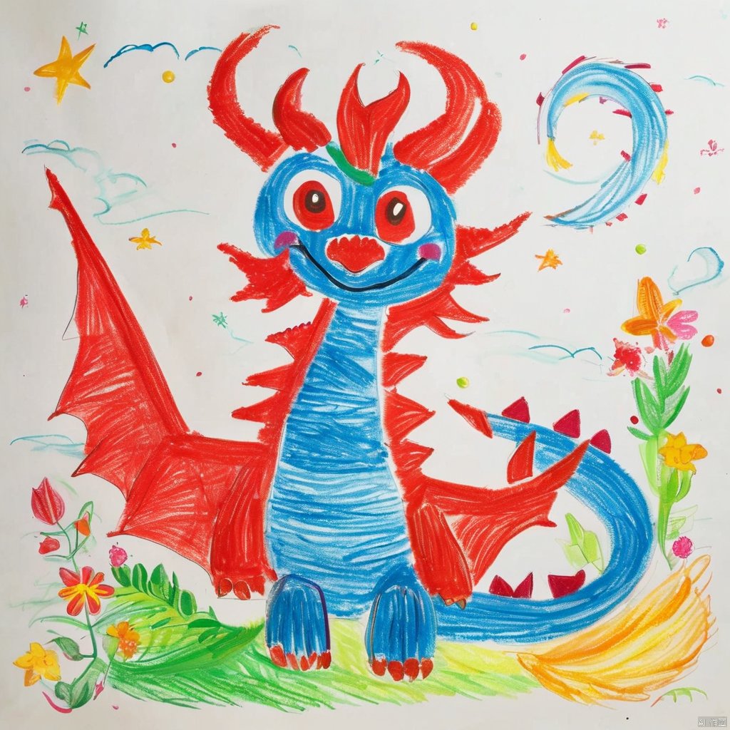  children-drawing, dragon,