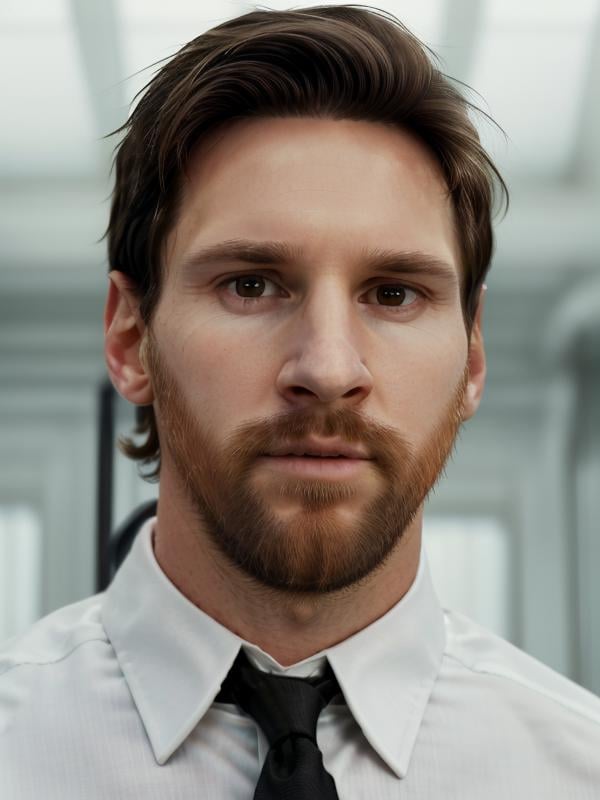 gquality, <lora:leo-10:1> leo, solo, looking at viewer, shirt, 1boy, closed mouth, white shirt, male focus, necktie, collared shirt, indoors, blurry background, facial hair, formal, suit, portrait, black necktie, beard, realistic, stubble