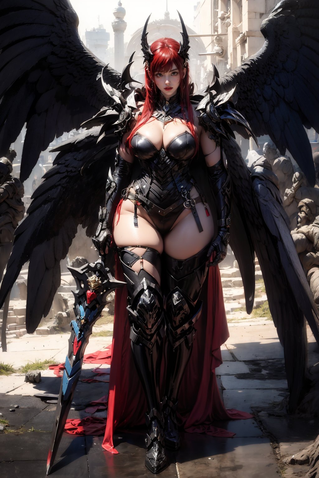 EpicS, arnor, wings, 1girl, holding weapon