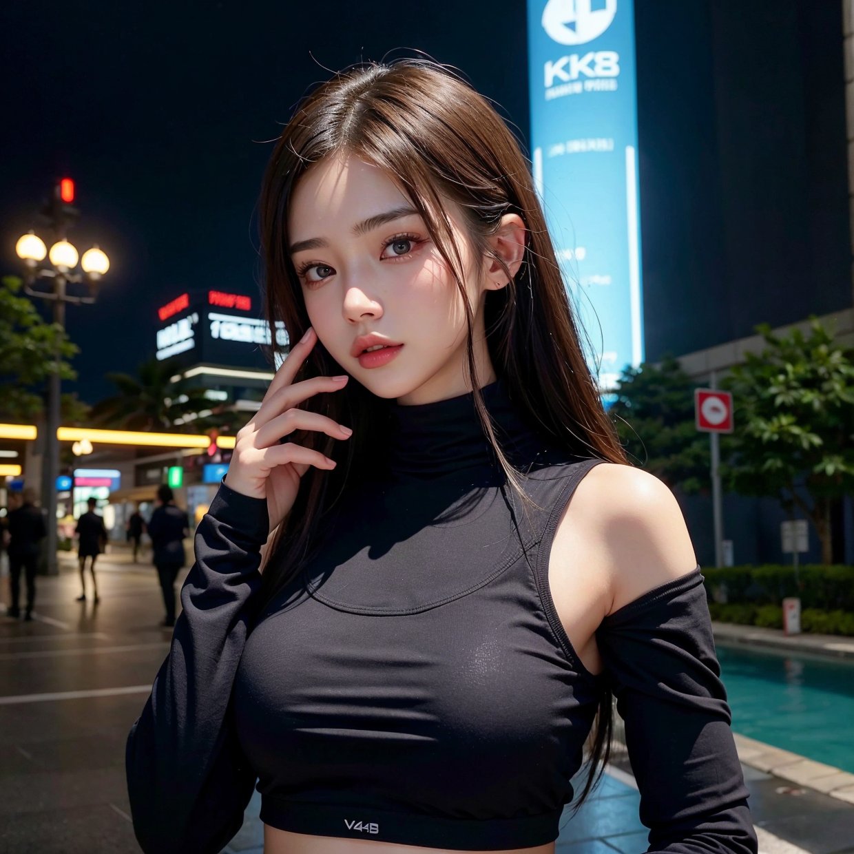 ((beautiful girl with cell phone in hand)) 4K 8K:: realistic::4 cyberpunk::1 --v 4 --quality 2