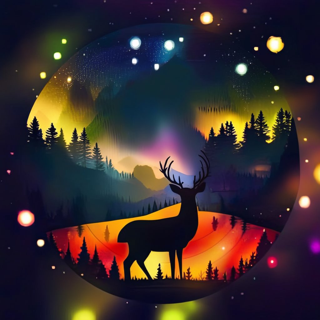 1 deer, nature, night, SoraSleepAI, Circle