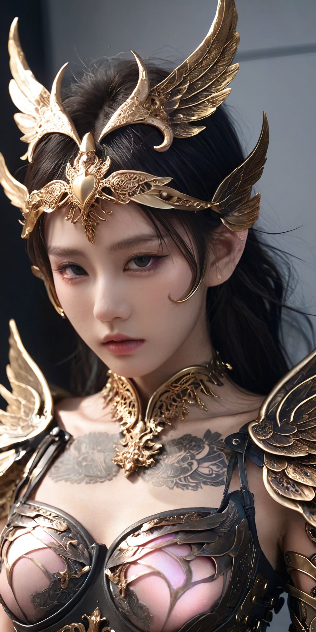  (,emitting a sense of arrogance:0.83),insanely detailed,a lot of details,a female [,banshee|,TROLL] girl ,composed of {0Objects},demon wings,ornate armor,decorated with gorgeous patterns and beautiful tattoo,subtle shadows,iridescent gold,cinematic light,sharp focus,[,short dress|,sheath dress |,Hip wrap skirt],detailed beautiful heart-shaped face,ultra detailed,fine details,extremely detailed,surrealism detail,[k-pop], hubg_beauty_girl