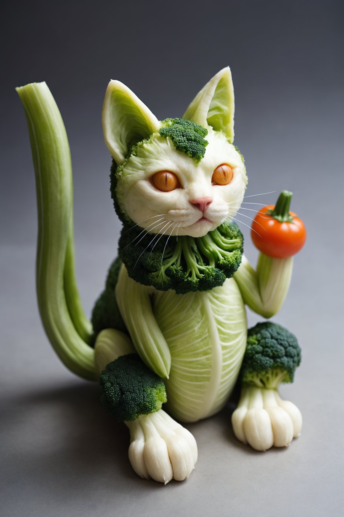 a cat made of vegetable