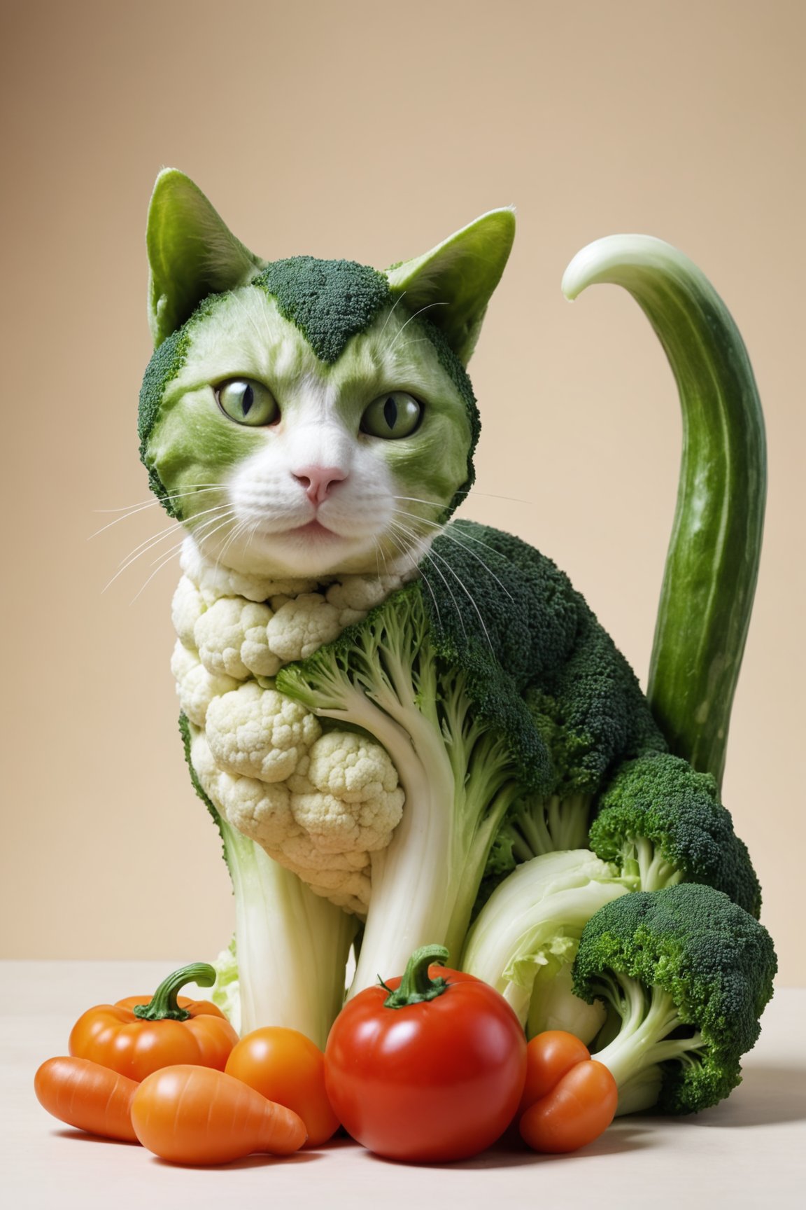 a cat made of vegetable