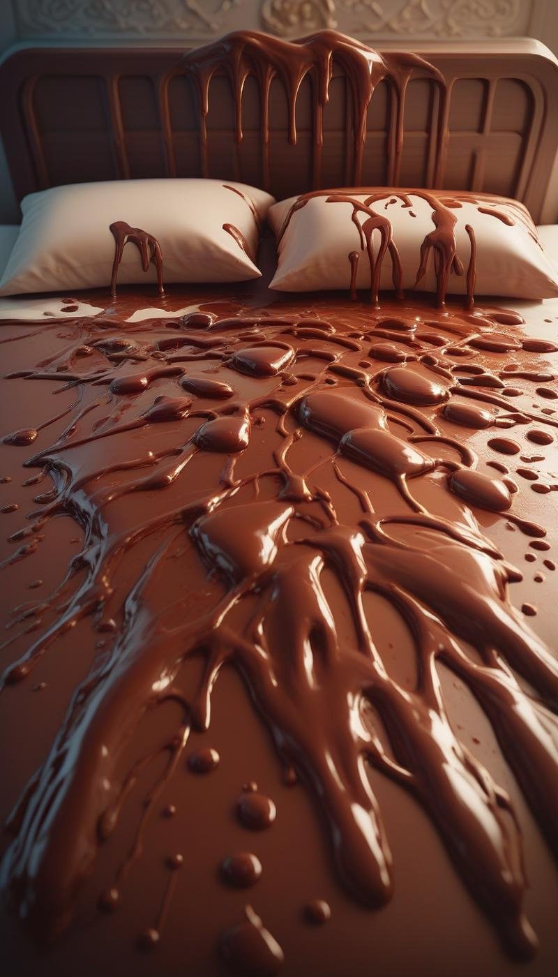 score_9, score_8_up, score_7_up, score_6_up, <lora:ChocolateWetStylePony:0.7> ChocolateWetStyle bed, melted liquid chocolate, (Masterpiece:1.3) (best quality:1.2) (high quality:1.1)