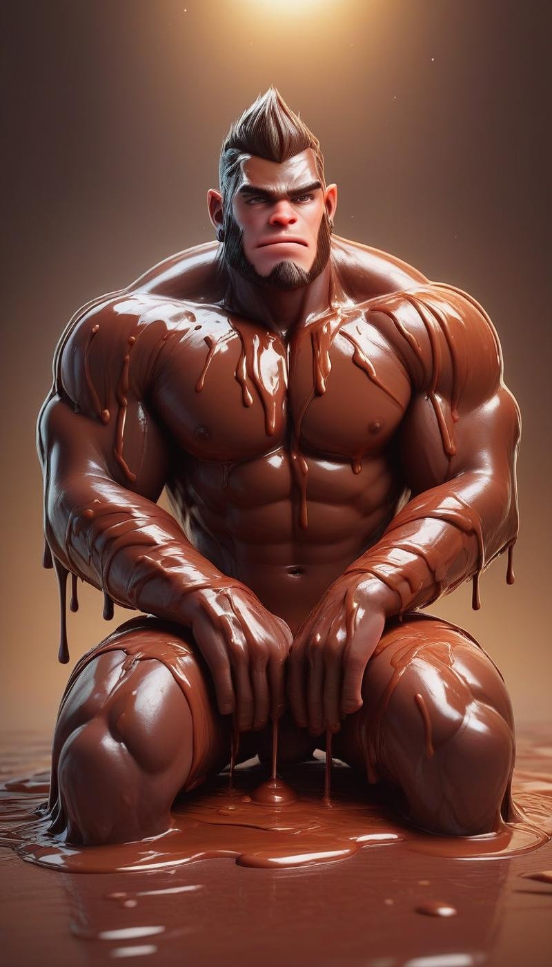 score_9, score_8_up, score_7_up, score_6_up, <lora:ChocolateWetStylePony:0.7> ChocolateWetStyle a powerful gorilla sitting with a contemplative expression on its face, melted liquid chocolate, (Masterpiece:1.3) (best quality:1.2) (high quality:1.1)